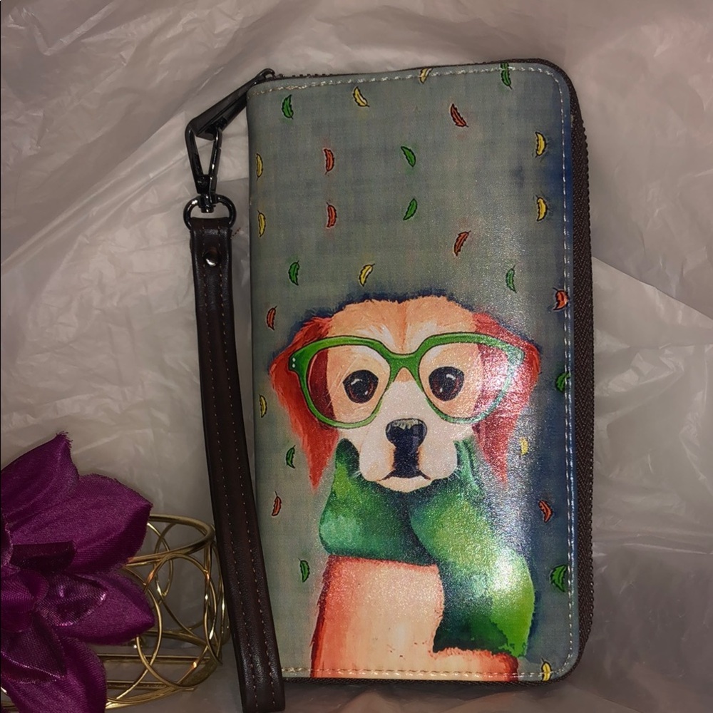 ♥️OMG!! THIS IS SOO CUTE!! 🔥Dog Print Wallet with Wrist Strap!